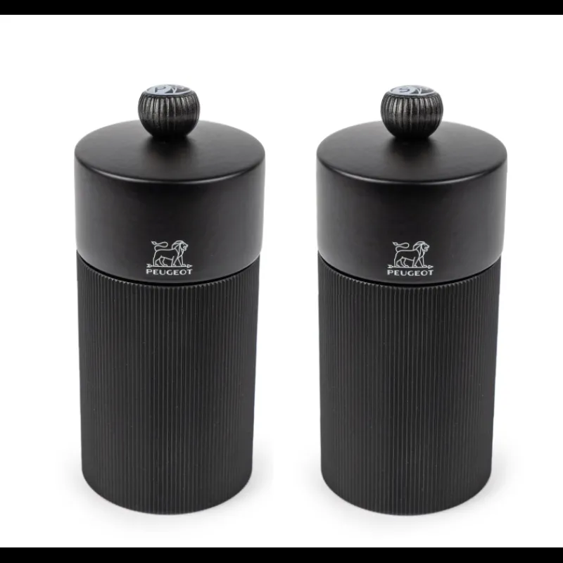 PEUGEOT Moulin|Coffret 2 Moulins Manuels Sel & Poivre Noir Mat 12 cm + Entonnoir