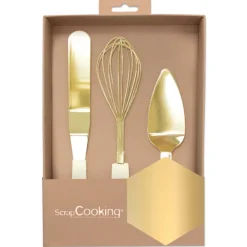 SCRAPCOOKING Servir, Présenter|Fouets De Cuisine|Coffret 3 Ustensiles Dorés