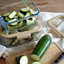 PEBBLY Conservation|Coffret de 2 Boîtes de Conservation en Verre et Pompe de Mise Sous-Vide