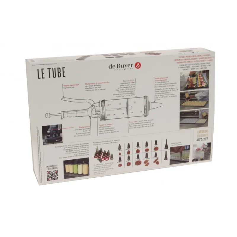 DE BUYER Ustensiles Pâtisserie|Coffret Le Tube Pro Piston à Pâtisserie + Recharges et Douilles