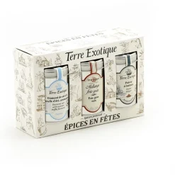 TERRE EXOTIQUE Marinade, Mélange Epices|Epices|Coffret Épices 3 Assortiments Épices en Fête