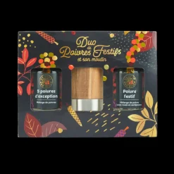 UN JOUR UNE EPICE Poivre|Coffret Poivres Festifs avec Tête de Moulin