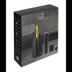 PEUGEOT Accessoires Vin|Coffret Pompe à Vin et Champagne Double Manuelle ABS + Rafraichisseur Frizz Noir