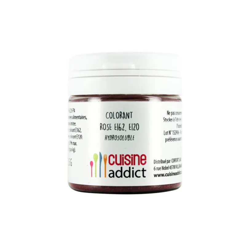CUISINEADDICT Colorants Alimentaires|Colorant alimentaire Rose E162/E120 Poudre Hydrosoluble 25 g