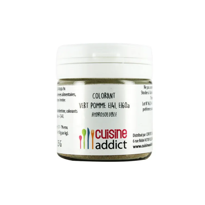 CUISINEADDICT Colorants Alimentaires|Colorant alimentaire Vert Pomme E141/E160A Poudre Hydrosoluble 25 g