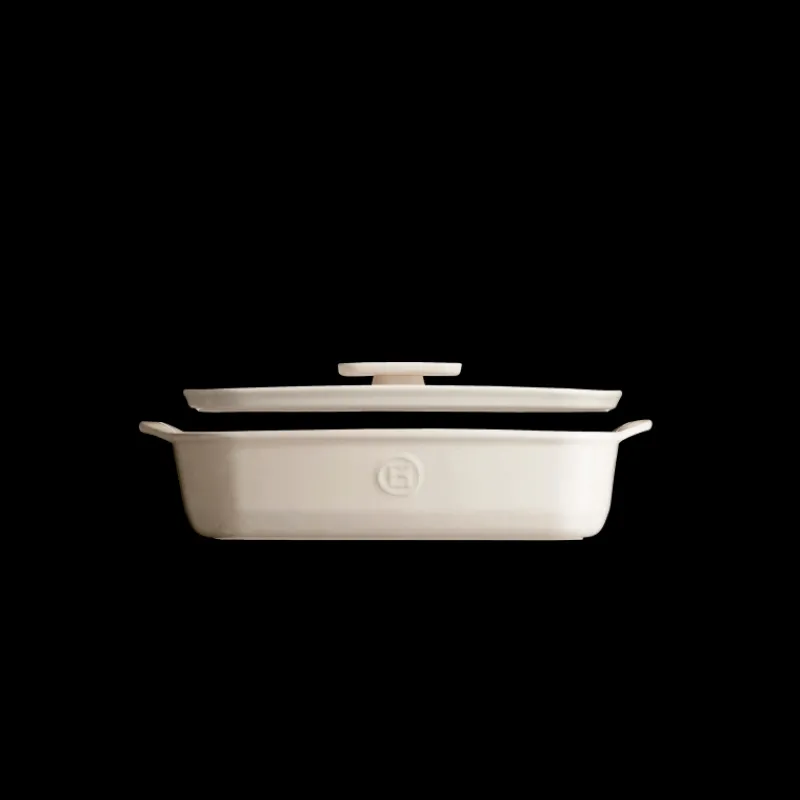 EMILE HENRY Couvercle De Cuisson|Couvercle Rectangulaire en Céramique pour Plat à Four 25 x 18 cm Argile