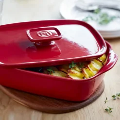 EMILE HENRY Couvercle De Cuisson|Couvercle Rectangulaire en Céramique pour Plat à Four 25 x 18 cm Grand Cru