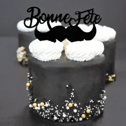 PATISDECOR Décoration Gâteau|Décor Bonne Fête Moustache sur Pic (x2) Patisdécor