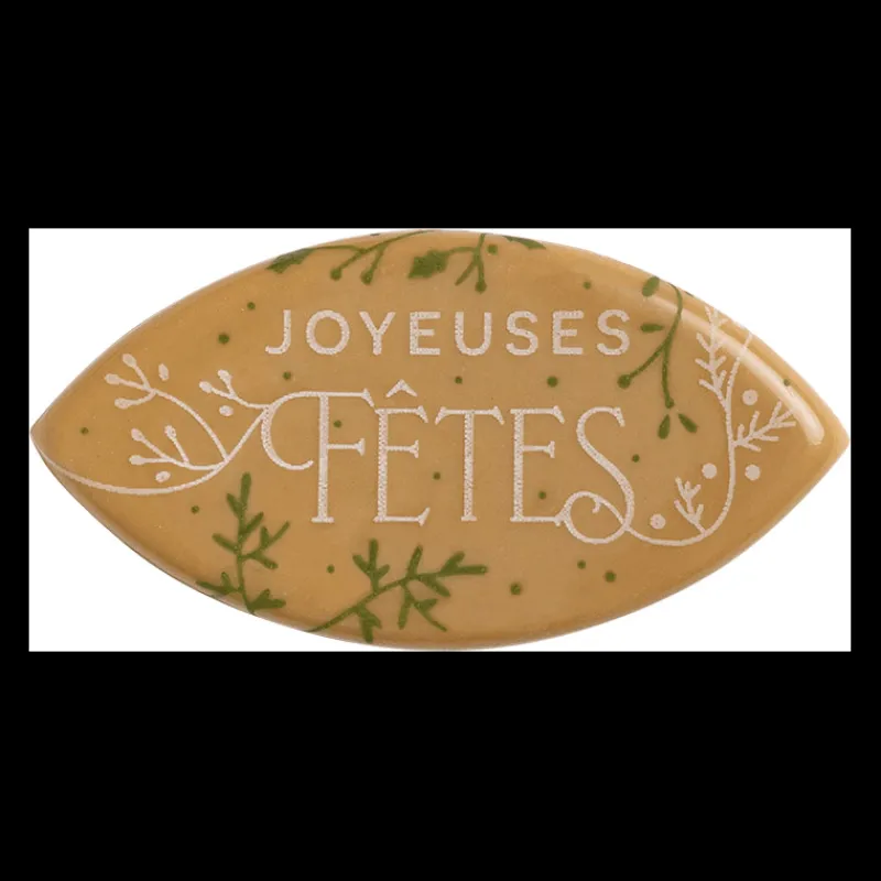 FLORENSUC Décoration Comestible|Décor Chocolat Blond Feuilles Joyeuses Fêtes (x 84)