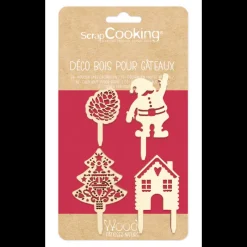 SCRAPCOOKING Décoration Gâteau|Décor de Bûche en Bois (x4)