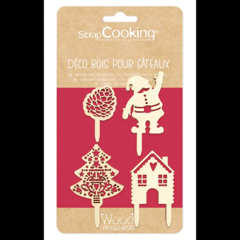 SCRAPCOOKING Décoration Gâteau|Décor de Bûche en Bois (x4)
