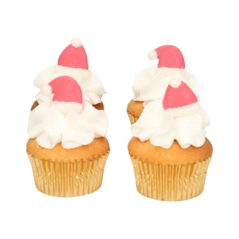 FUNCAKES Décoration Comestible|Décor en Sucre Bonnet de Père Noël (x8)