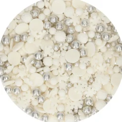 FUNCAKES Décoration Comestible|Décoration en Sucre Mélange Hiver Blanc et Argenté 50 g