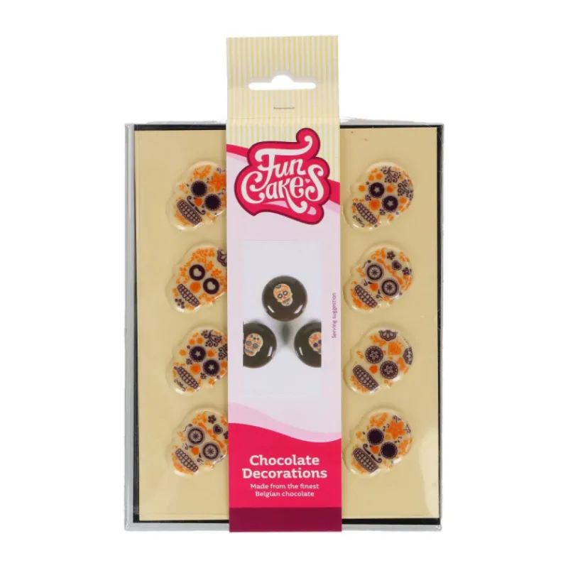 FUNCAKES Décoration Comestible|Décors Chocolat Blanc Fête des Morts (x12)