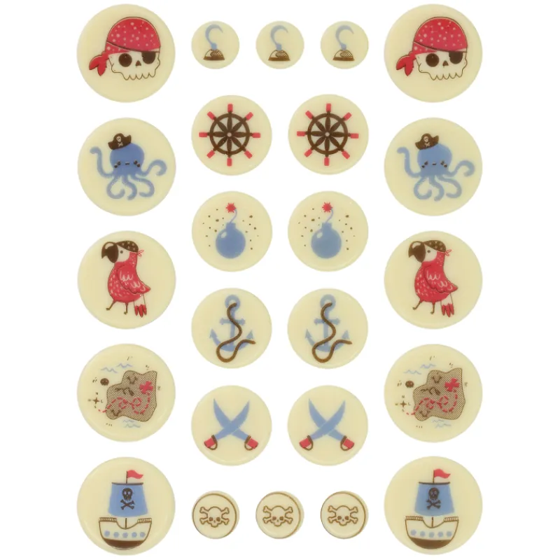 VALRHONA Décoration Comestible|Décors Chocolat Blanc Pirate 24 pièces Chocolatree