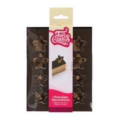 FUNCAKES Décoration Comestible|Décors Chocolat Noir Étoiles Or (x12)