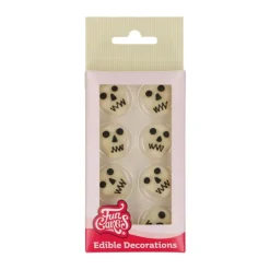 FUNCAKES Décoration Comestible|Décors en Pâte à Sucre Tête de Mort (x8)