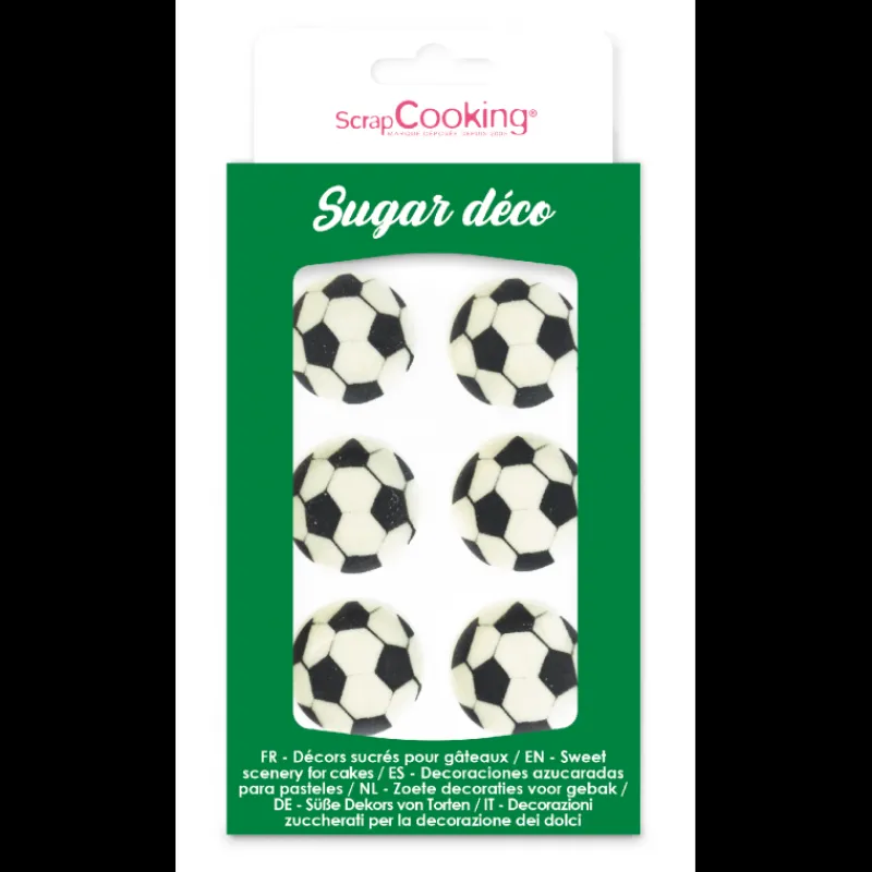 SCRAPCOOKING Décoration Comestible|Décors en Sucre Ballons de Foot (x6)