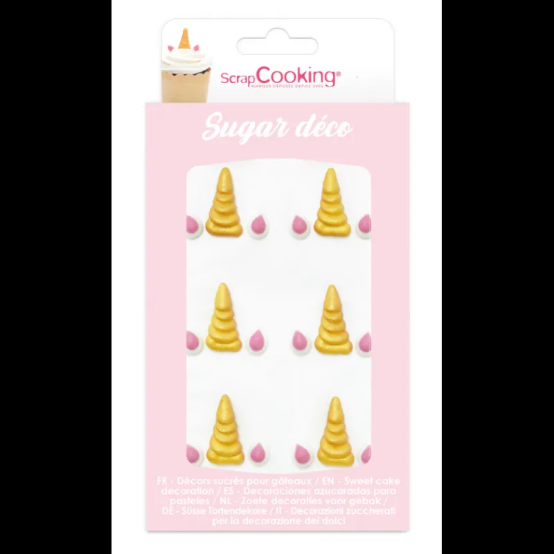 SCRAPCOOKING Décoration Comestible|Décors en Sucre Corne de Licorne (x6)
