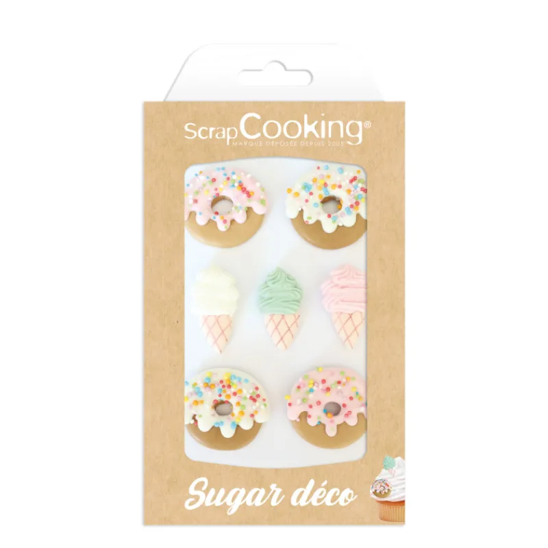 SCRAPCOOKING Décoration Comestible|Décors en Sucre Donuts et Glaces (x7)
