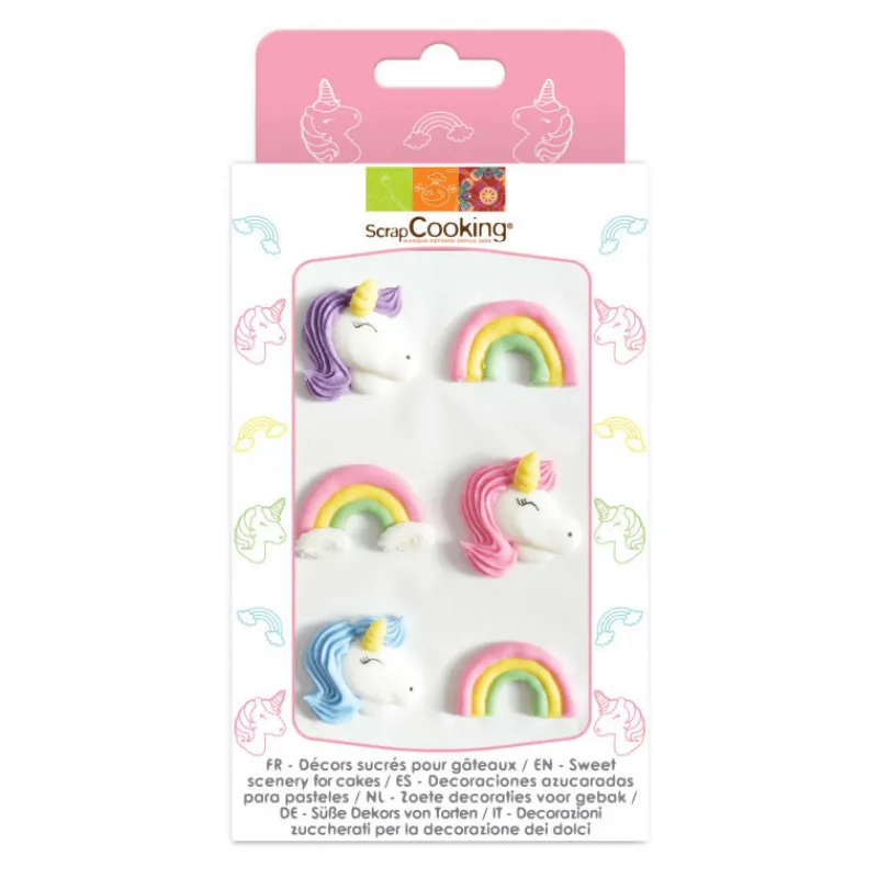 SCRAPCOOKING Décoration Comestible|Décors en Sucre Licorne et Arc en Ciel x6