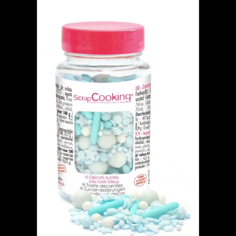 SCRAPCOOKING Décoration Comestible|Décors en Sucre Mélange Rods Bleu 70 g