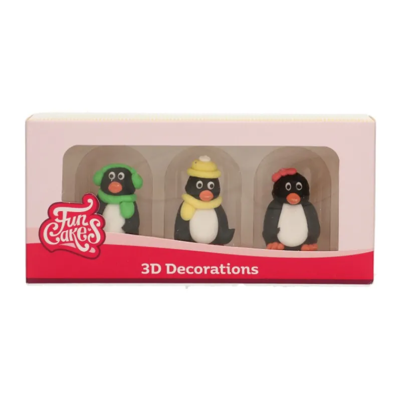 FUNCAKES Décoration Comestible|Décors en Sucre Pingouins 3D (x3)
