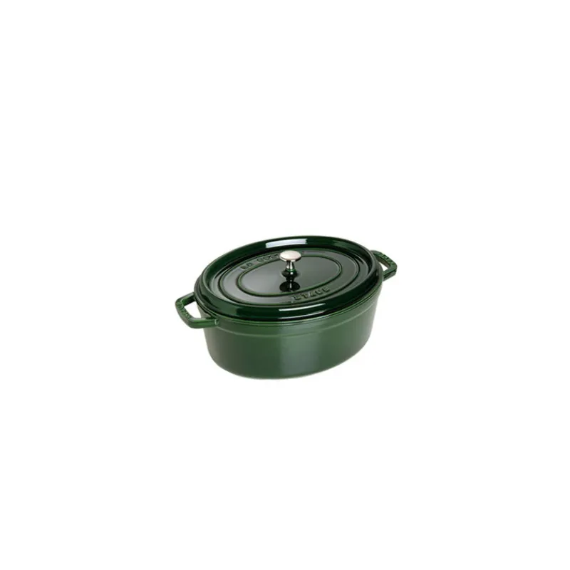 STAUB Cocotte En Fonte|DEFAUT Cocotte Fonte Ovale 31 cm Vert Basilic Majolique 5,5 L (sans couvercle)
