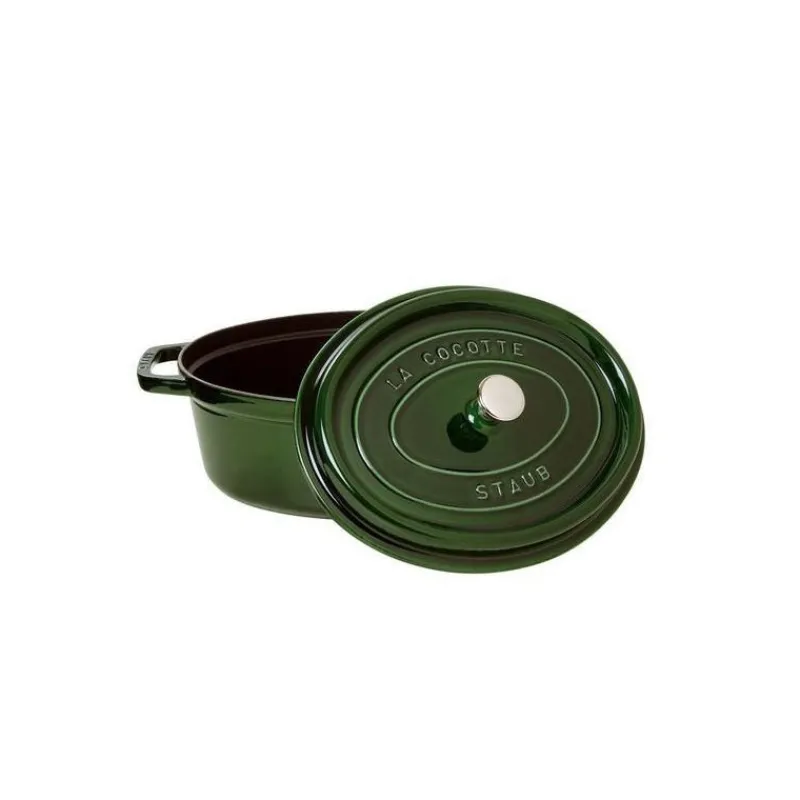 STAUB Cocotte En Fonte|DEFAUT Cocotte Fonte Ovale 31 cm Vert Basilic Majolique 5,5 L (sans couvercle)