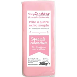 SCRAPCOOKING Pâte À Sucre|DLUO Dépassée Pâte à Sucre Rose Spéciale Couverture 200g