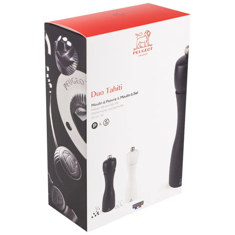 PEUGEOT Moulin|Duo Moulin à Poivre et à Sel Tahiti 20 cm Noir et Blanc