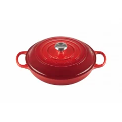 LE CREUSET Faitout|Faitout Cerise en Fonte avec Intérieur Sable 30 cm Signature