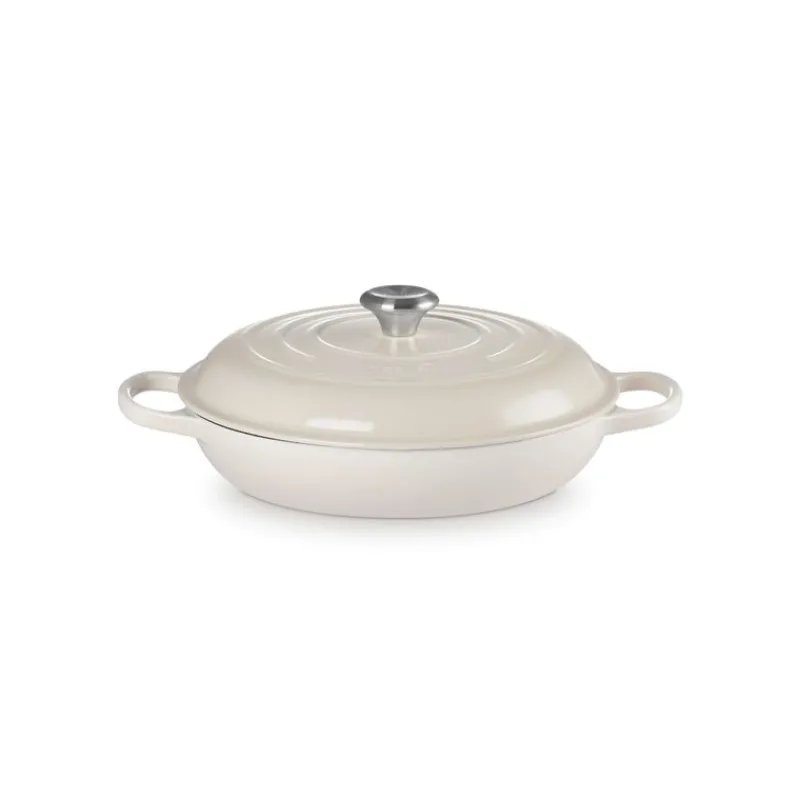 LE CREUSET Faitout|Faitout Meringue en Fonte avec Intérieur Sable 30 cm Signature