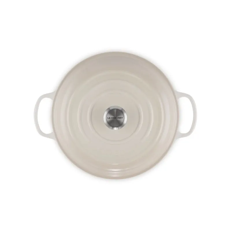 LE CREUSET Faitout|Faitout Meringue en Fonte avec Intérieur Sable 30 cm Signature