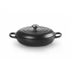 LE CREUSET Faitout|Faitout Noir Mat en Fonte avec Intérieur Noir 30 cm Signature