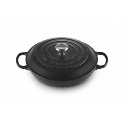 LE CREUSET Faitout|Faitout Noir Mat en Fonte avec Intérieur Noir 30 cm Signature