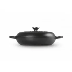 LE CREUSET Faitout|Faitout Noir Mat en Fonte avec Intérieur Noir 30 cm Signature