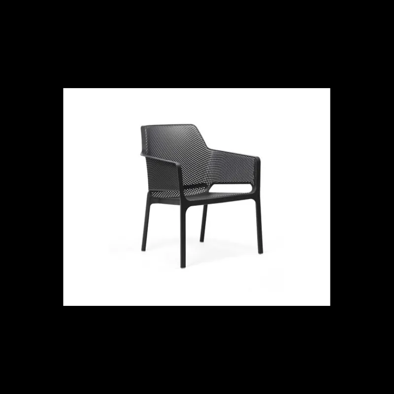 NARDI Mobilier Lounge|Salon De Jardin Professionnel|Fauteuil en Résine Anthracite Net Relax