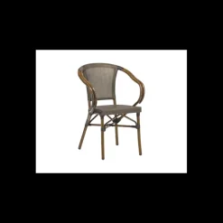LYROSE Mobilier Terrasse Restaurant|Fauteuil Imitation Rotin Beige et Bois