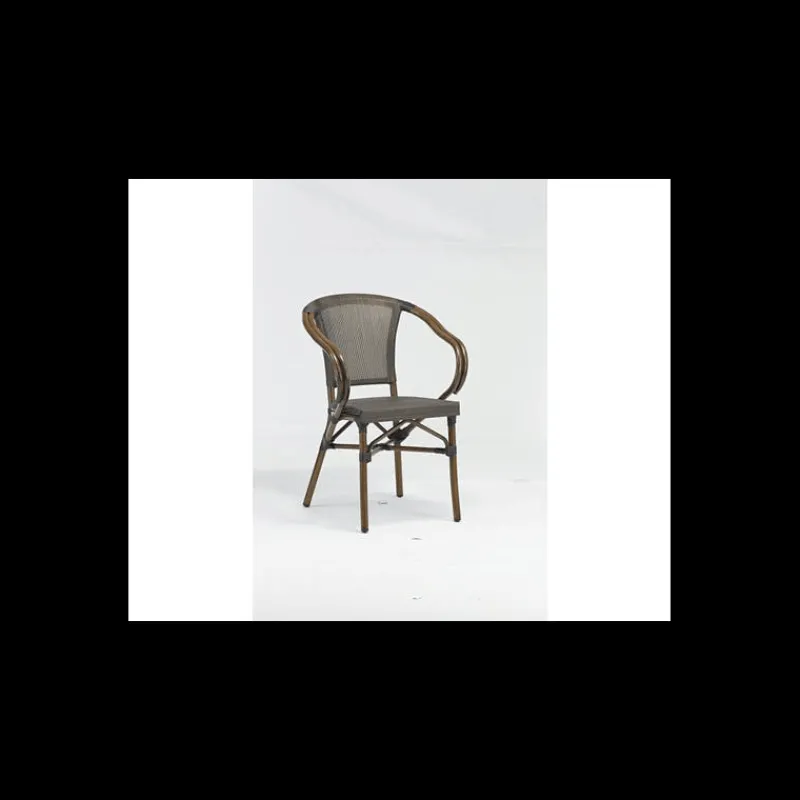 LYROSE Mobilier Terrasse Restaurant|Fauteuil Imitation Rotin Moka et Bois