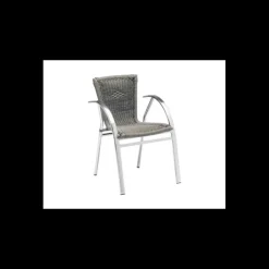 LYROSE Mobilier Terrasse Restaurant|Fauteuil Tressé Structure Aluminium Djerba Gris