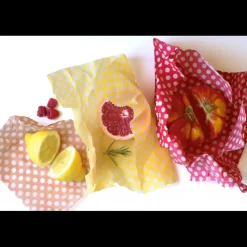 PEBBLY Conservation|Feuille Emballage Alimentaire Cire Abeille Pois (x3)