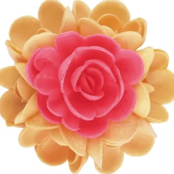 FLORENSUC Décoration Comestible|FIN DE SERIE Bouquet Fleur Azyme 10 cm Rouge et Orange 5 cm (x6)