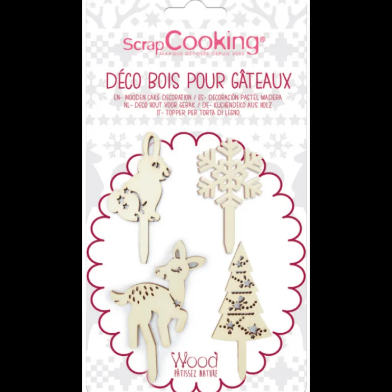SCRAPCOOKING Décoration Gâteau|FIN DE SERIE Cake Topper Bois Forêt Enchantée (x4)