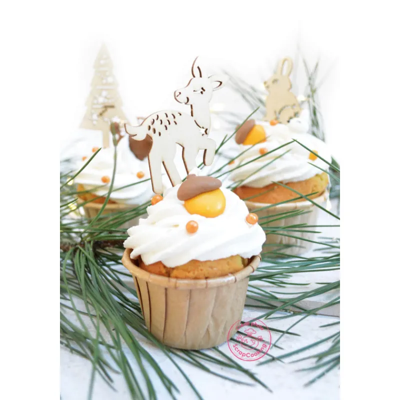SCRAPCOOKING Décoration Gâteau|FIN DE SERIE Cake Topper Bois Forêt Enchantée (x4)