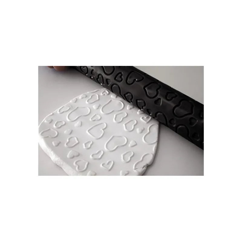 SILIKOMART Ustensiles Décor Gâteau|FIN DE SERIE Rouleau à Empreinte Coeurs pour Pâte à Sucre