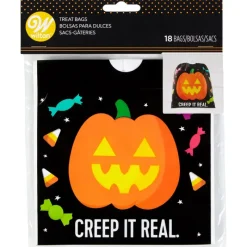 WILTON Emballage Alimentaire|FIN DE SERIE Sachet Bonbon Citrouille 15 x 15 cm (x18)