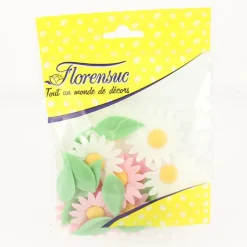 FLORENSUC Décoration Comestible|Fleurs de Marguerites roses et blanches x12 - en Azyme