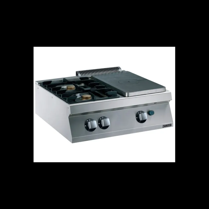 ZANUSSI Chaud|Fourneau 2 Brûleurs et 1/2 Plaque Coup de Feu à Poser 800 x 700 x 250 mm