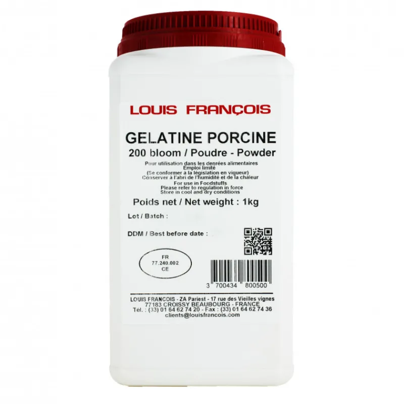 LOUIS FRANCOIS Additifs Alimentaires|Gélatine Porcine en Poudre 200 Bloom 1 kg Louis François